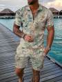 2023 Summer New Sports Suit Men 3d Printed Casual Short Sleeve T Shirt Men's Lapel Zip Polo Shirt Men's Clothing Tracksuit. 