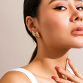 Fashion Simple Bow Gold Earrings Necklace Bracelet Set for Women Personality Trend Party Dinner Jewelry Set Accessories.