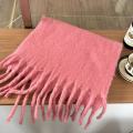 Korean ins labeling solid color mohair scarf, women's new candy color macaron color, autumn and winter thickened and widened drape. 