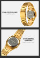 SKMEI 1816 Golden Stainless Steel Dual Time Watch For Men - Black & Golden (Black). 