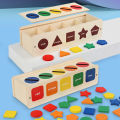 Montessori teaching aids, baby geometric shape cognition, color classification learning box, children's puzzle matching block toys. 
