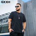 Man Big Size Summer Short-sleeved Cotton T-shirt Fashion Casual Fat Guy Loose Vertical Striped Large Size Shirt Man Size XL-6XL.