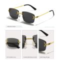 CATERSIDE Blue Gradient Lens Metal Sunglasses Men Women Luxury Designer Rimless Small Square Sun Glasses For Men 2022 Framless. 