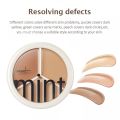 Sweet Mint Concealer, Tri-color Concealer Palette of Covers Acne Marks Dark Circles, 3 in 1 Face Foundation Cream, Tri-color Concealer with Brush, 3 in 1 Face Foundation Cream Waterproof (1 Pcs). 