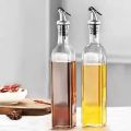 500ml Glass Oil Dispenser Bottle for Kitchen Stainless Steel Leak-Proof Cork Transparent Oil Pourer and Holder. 