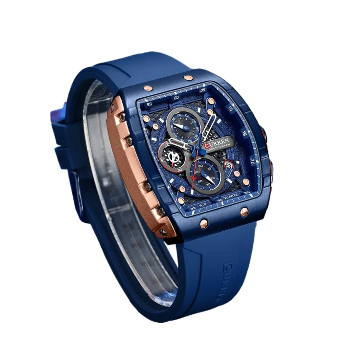 CURREN%208442%20Multi-function%20Chronograph%20Men%20Watch%20Silicone%20Band%20Sports%20Luminous%20Calendar%20Quartz%20Watches-Rose%20Gold%20&%20Blue%20-%20Image%204
