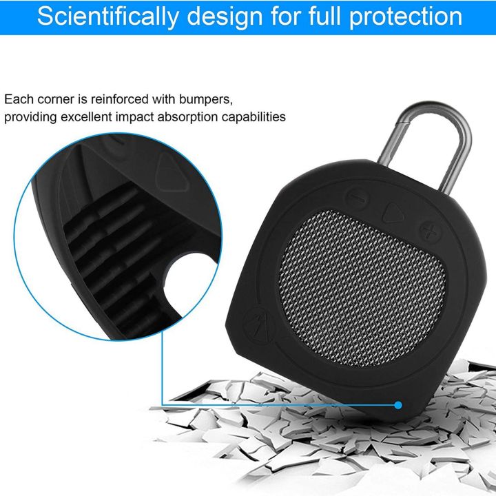 Protective%20Silicone%20Stand%20Up%20Carrying%20Case%20for%20Clip%203%20Waterproof%20Portable%20Bluetooth%20Speaker%20Black%20-%20Image%202