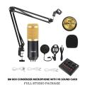 BM 800 9 in 1 Condenser Microphone Kit &  V8 Live Sound Card Microphone Stand Shock Mount Professional Mic Set for Broadcast Singing K Songs - Gold. 