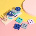 Mini Wooden Montessori Toy Building Blocks Early Learning Educational Toys Color Shape Match Cognition Kids Toy For Boys Girls. 