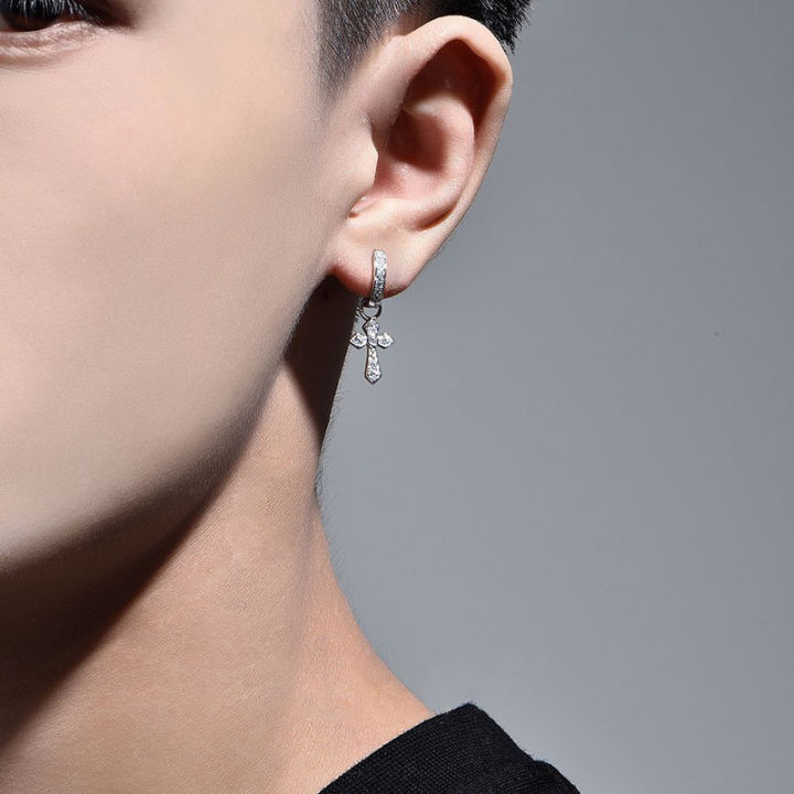 925%20silver%20needle,%20a%20two-wear%20diamond%20earring%20earrings,%20men's%20trendy%20personalized%20single%20cross%20earrings%20-%20Image%203
