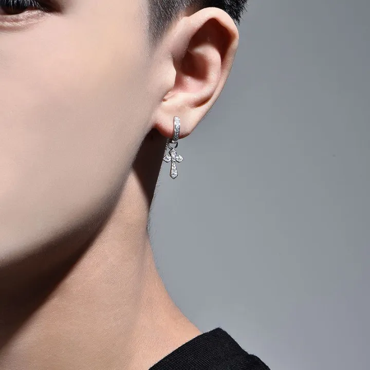 925%20silver%20needle,%20a%20two-wear%20diamond%20earring%20earrings,%20men's%20trendy%20personalized%20single%20cross%20earrings%20-%20Image%203