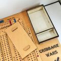 Portable Wooden Cribbage Wars Board Game with Built-in Cribbage Pegs Storage Compartment Cribbage War Game Cribbage Wars Cribbage Board Game Set. 