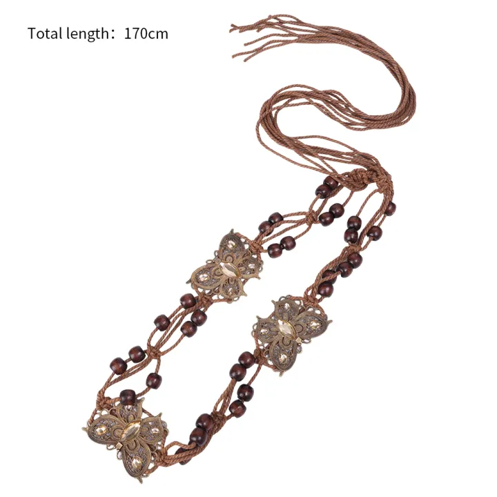 Bohemian%20Style%20Butterfly%20Rhinestone%20Woven%20Belt%20Handmade%20Wooden%20Bead%20Women's%20Belt%20Casual%20Vacation%20Style%20Waist%20Rope%20-%20Image%209