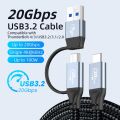 2 in 1 USB3.2 10/20Gbps USB C/A to Type-C ThunderBolt 3 Data Cable 4K@60Hz PD100W Fast Charger for MacBook Pro Samsung Xiaomi. 
