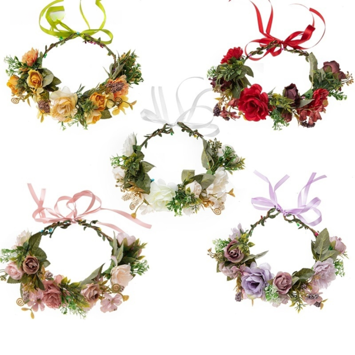 Festival%20Accessory%20Flower%20Headband%20%20Rose%20Garland%20Handmade%20Garland%20Hair%20Band%20Hair%20Accessories%20Fabric%20Floral%20Crown%20for%20Festival%20Wear%20Bridal%20Accessory%20Photo%20Props%20Bohemian%20Style%20Hair%20Decoration%20-%20Image%203