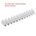 20Amp 12 Way Electrical Cables Joint Terminals AC 220V 20A 12 Point Screws Terminal Connector PVC Plastic Barrier Block Strip For Cables Wire Joining.