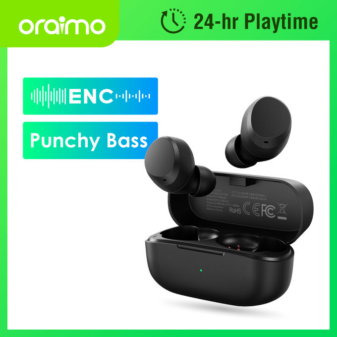 oraimo OEB-E01DN Rock stereo Bass Super Long Playtime IPX5 Waterproof True Wireless Earbuds