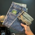 Autumn and Winter Luxury Streetwear Men's Denim Jeans Softener Casual Korean Trendy Slim Fit Embroidery Soft Versatile Trousers. 