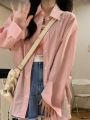 Mint Green Sun Protection Shirt Women's Summer New Korean Style Lazy Style Thin Loose Shirt Mid-Length Coat.