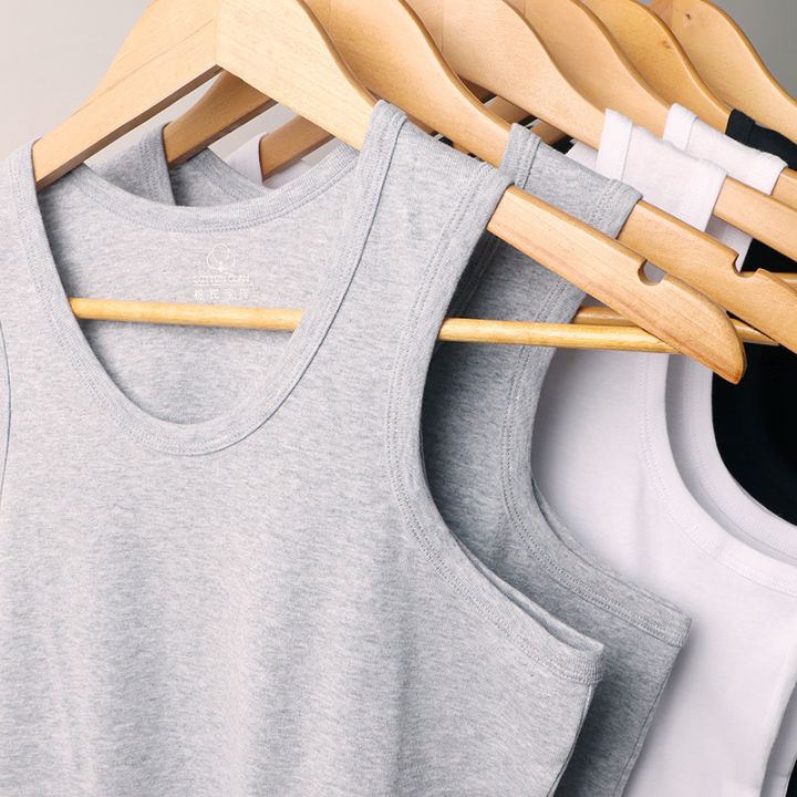 Men's Cotton Vest Men's Seamless Hurdle Sports Sweat-Absorbent Cotton White Inner Wear Summer Base Undershirt