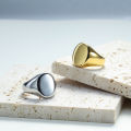 Chris April 316L stainless steel PVD chunky gold rings women plated oval signet ring.
