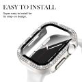 Glass+Diamond Cover For Apple watch case 40mm 44mm 41mm 45mm 38mm 42mm Bling Bumper Protector iWatch series 9 3 5 6 7 8 se case. 