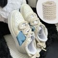 8mm Bold Round Thick Shoelaces Linen Cotton Sneakers Laces for Shoes Cotton Rope Woven Shoe Laces 120/140/160CM Shoestrings. 