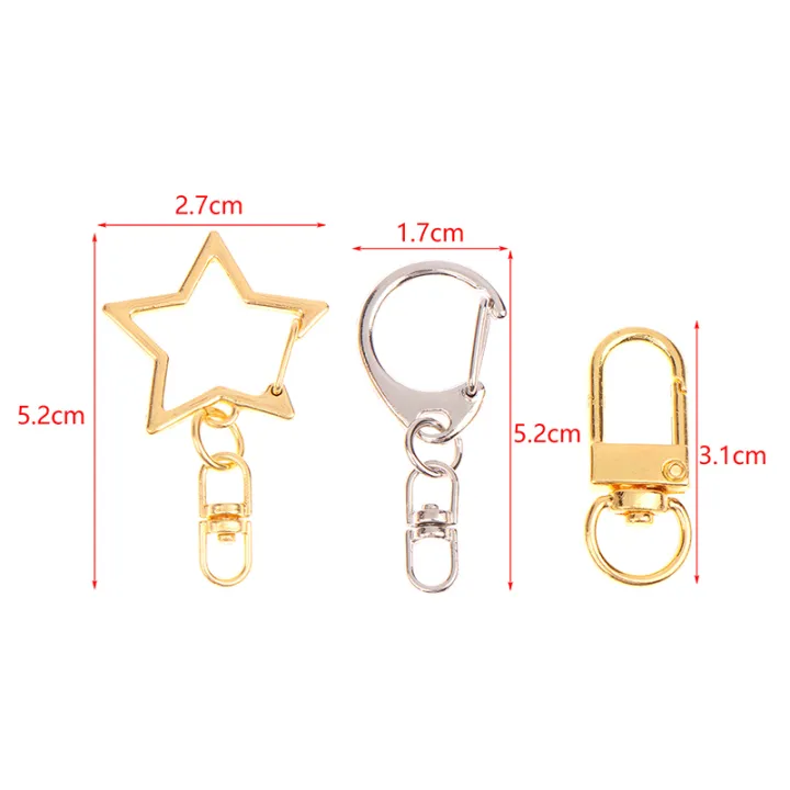 10Pcs%20Star%20Pentagram%20D-shaped%20Hollow%20Key%20Chain%20Rings%20Keychain%20DIY%20Accessories%20Lobster%20Clasp%20Keyring%20Jewelry%20Making%20Findings%20-%20Image%202