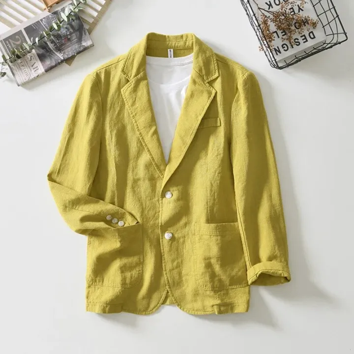 2023%20Spring%20New%20Casual%20Linen%20and%20Cotton%20Safari%20Suits%20for%20Men%20Clothing%20Solid%20Color%20Blazers%20Men%20Jackets%20Oversize%20-%20Image%202