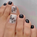 24Pcs Wearing Foot False Nails Art Short Simple White French Toe Nails Patch Press on Acrylic Nail Tips Full Cover Toenails. 