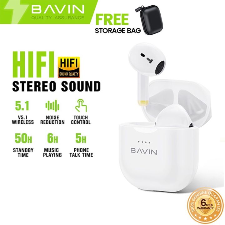 BAVIN BA27 TWS Wireless Bluetooth Earphone HiFi Sound Stereo Touch  Control Headphones Earbuds
