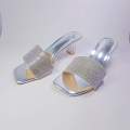 Women's Glass Box Heel Sandals Transparent Platform Slippers EVA Material Summer Open Toe Footwear for Ladies.