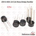 2W10 400V 2A Full Wave Bridge Rectifier-5Pcs.