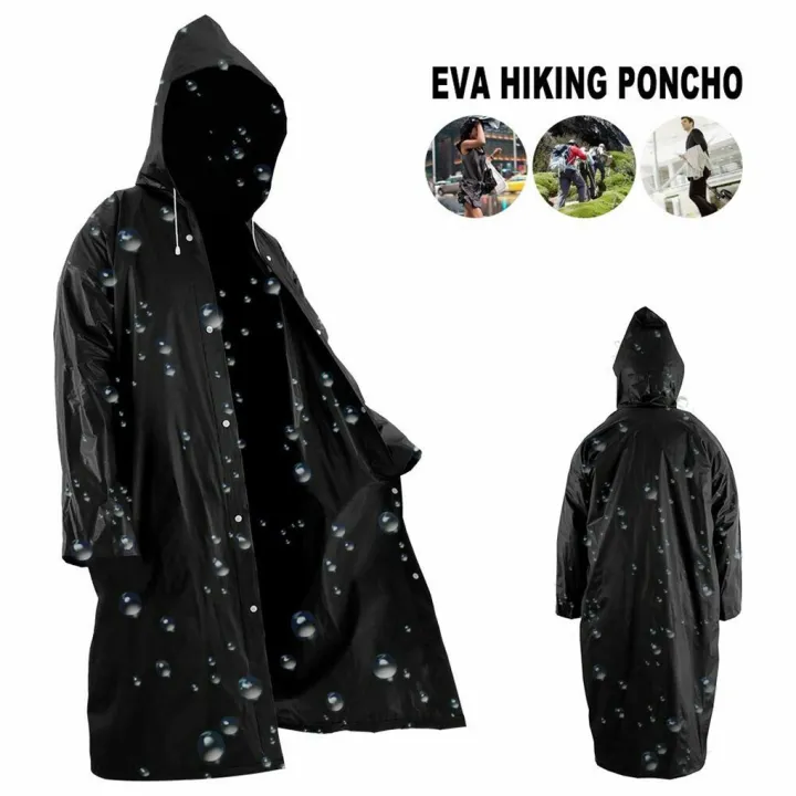 【Alien Alien】 C2 Men Women Raincoat Outdoor Rainwear EVA Cloth Hoodie Long Rain Waterproof Outdoor Hiking Travel Fishing Climbing Rain Jacket