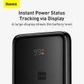 Baseus PPJP311 10000mAh Power Bank 22.5W Smart LED Digital Display with Attached 22.5W Type-C and 20W Lightning Cable 17mm Ultra Thin Powerbank. 