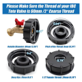 275-330 Gallon IBC Tote Tank Adapter, Ibc Tote Fittings, S60 X 6 Coarse Thread + Garden Hose Valve Faucet. 