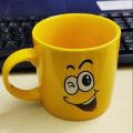 1Pcs Yellow Emoji Ceramic Mug - Perfect for Coffee, Tea, Water, or Milk - Unique Gift. 