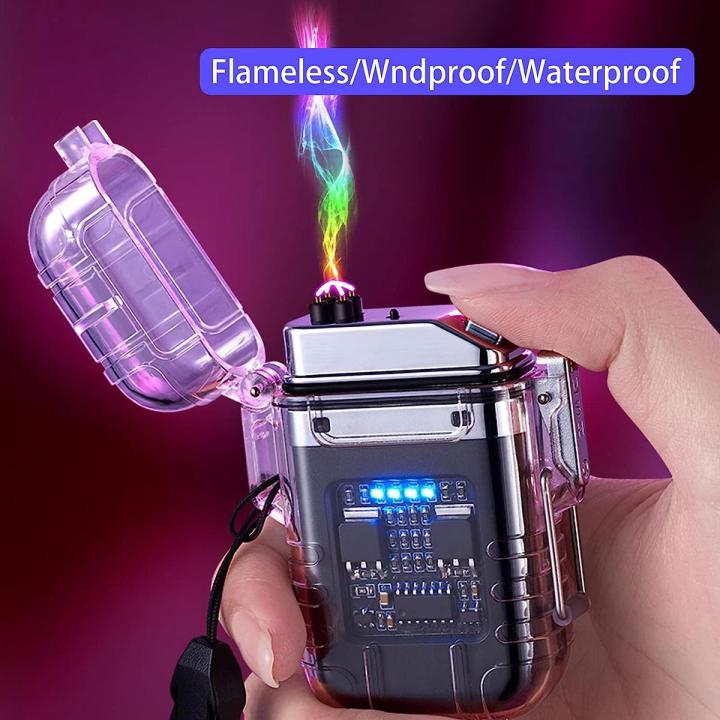 Waterproof Lighter Arc USB Lighter COB Light Lamp Transparent Pulse Rechargeable Lighter