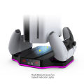 Dual Controller Charger With LED Indicator Lights RGB Cooling Base Compatible With PS5/PS5 Slim Host Digital Optical Drive Version.