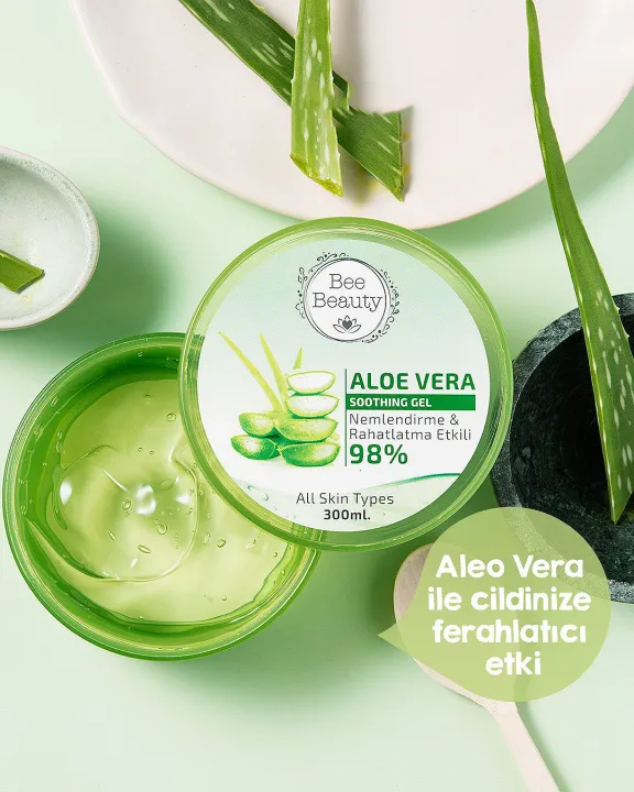 Bee%20Beauty%20Aloe%20Vera%20Soothing%20Gel%20Moisturizing%20and%20Soothing%20Effective%2098%25%20Turkish%20Product%20300ml%20-%20Image%205