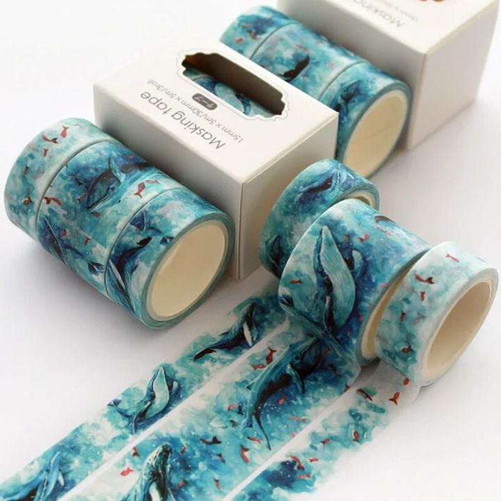 3 pcs/pack Cute Cloud fish Journal Washi Tape set Adhesive Tape DIY Scrapbooking Sticker Label Japanese Masking tape