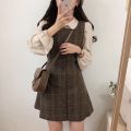 Cute Mini New Year Date Dresses Sleeveless Vest Women Korea Japanese Style Design Retro Vintage Plaid Button Shirt Dress New.