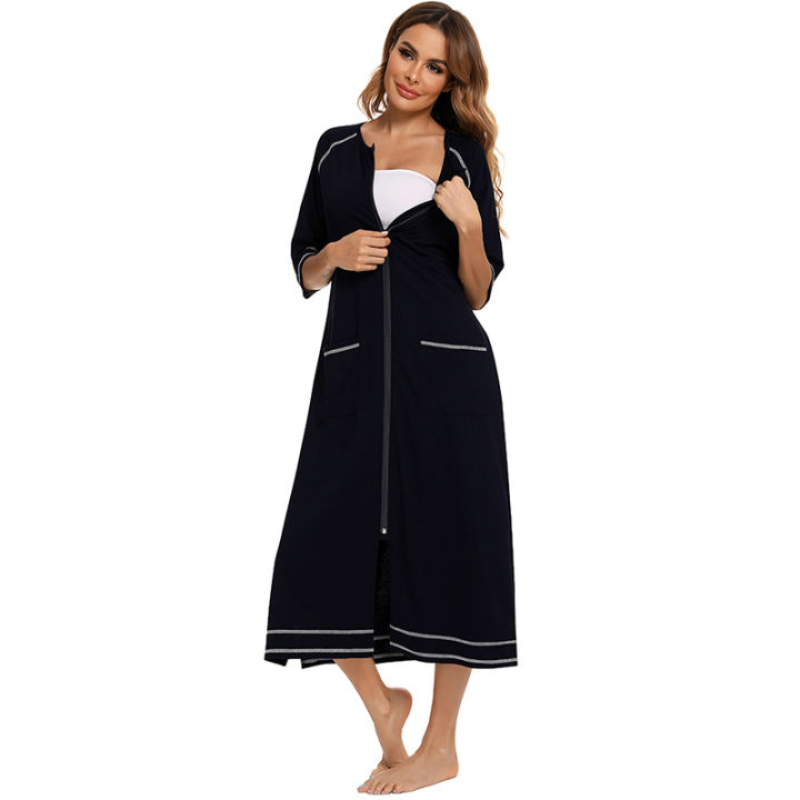 Zipper%20Women%20Sleepwear%20Pajama%20Maternity%20Dress%203/4Sleeve%20Nursing%20Baby%20Breastfeeding%20Nightdress%20Pregnancy%20Dress%20%D0%BF%D0%B8%D0%B6%D0%B0%D0%BC%D0%B0%20%D1%85%D0%BB%D0%BE%D0%BF%D0%BE%D0%BA%20-%20Image%202