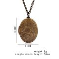 Oval Carved Flower Stripe Locket Pendant Necklace Women Vintage Ancient Brass Opening Photo Box Jewelry. 