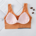 Sports Vest Anti-Exposure Color Matching Backless Crop-Top Bandeau Underwired Padded Bottoming Underwear.
