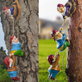 Naughty Fairy Garden Gnomes Statue, Resin Garden Gnome Tree Hugger Outdoor Decor Accessories For Lawn Patio. 