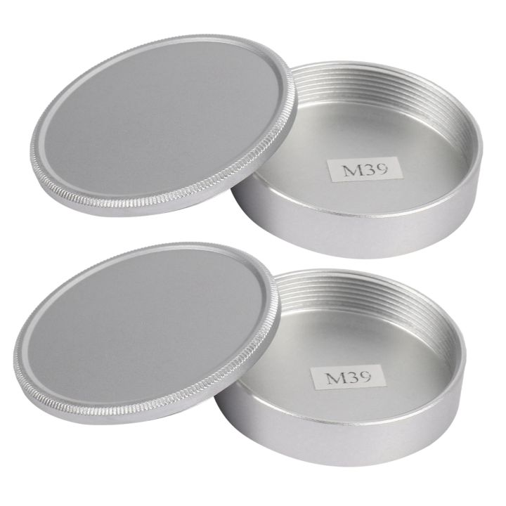 2X Metal Body Cap and Lens Rear Cap Set for M39 Ltm Screw Mount 39S(Silver)
