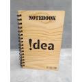 Notebook Diary Journal Black Idea Wooden Light Large Spiral Binding Stationery Item Register- 1 Piece. 