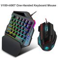Single Hand One-Handed Gaming Keyboard RGB Backlit Portable Mini Gaming Keypad Mouse Set. 