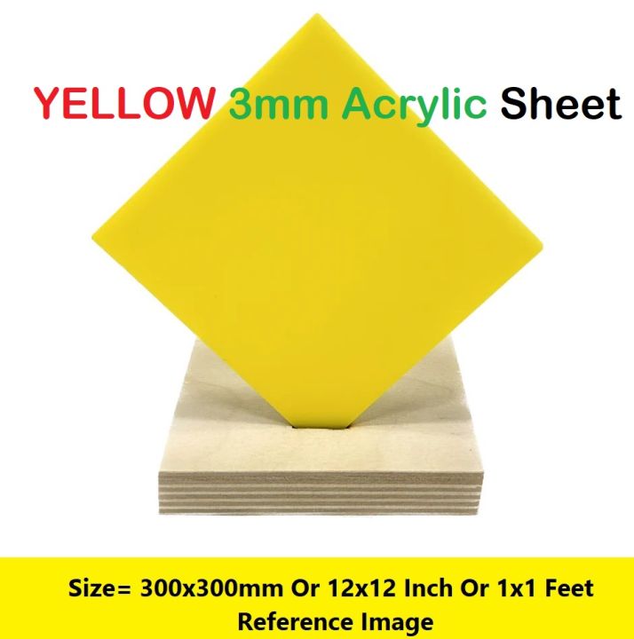 YELLOW 3mm Acrylic Sheet 1x1 Feet 3mm Thickness  Yellow Plastic Sheet 3mm Thick Acrylic Sheet Cutting Size 300x300mm 3mm Yellow Acrylic Plexiglass 12 Inch Acrylic Sheet Yellow Perspex Acrylic Sheet